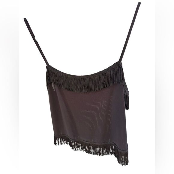 Mochino Jeans Women's Vintage Black Fringe Tank Top Size 8 - Picture 3 of 5